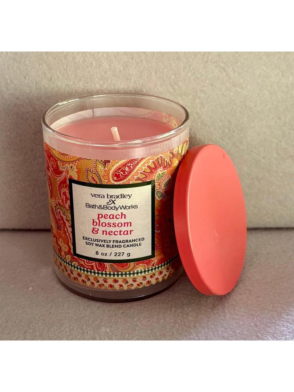 Bath & Body Works & Vera Bradley Peach Blossom & Nectar Single Wick Candle New